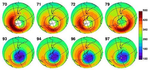 Andamento negli anni del buco dell'ozono sui cieli dell'Antartide