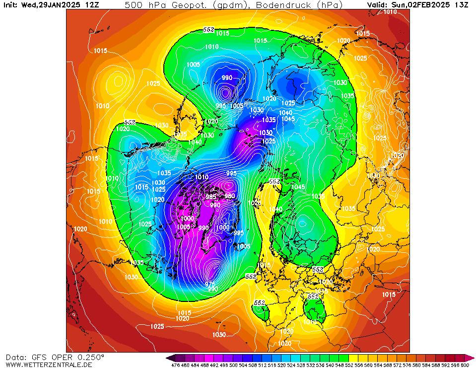 GFS per il 2 febbraio 2025