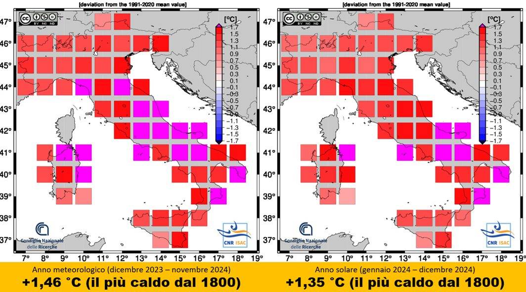 Anomalie temperature nel 2024