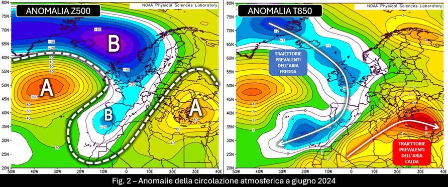 Circolazione atmosferica e anomalie a giugno 2024