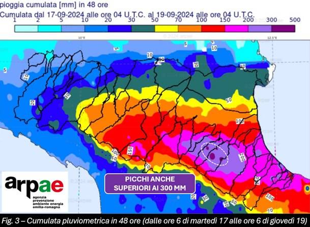 Cumulata delle piogge 17-19 settembre 2024