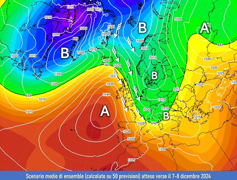 Scenari di ensemble per il 7-8 dicembre 2024