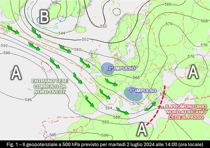 Geopotenziale del 2 luglio 2024