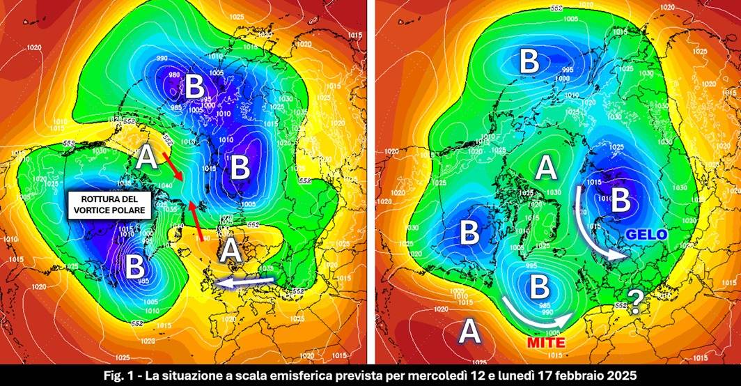 Mappe emisferiche per il 12-17 febbraio 2025