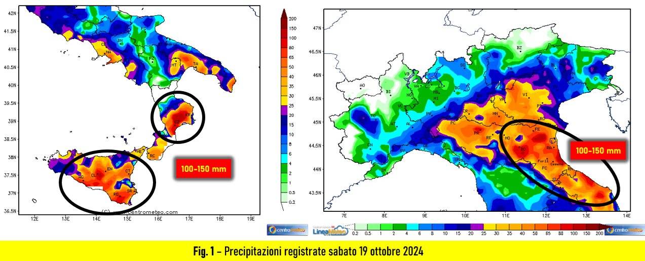 Piogge registrate il 19 ottobre 2024