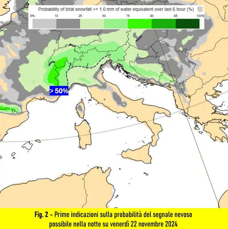 Probilità del segnale nevoso - 22 novembre 2024