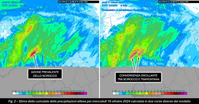 Stima piogge per il 16 ottobre 2024