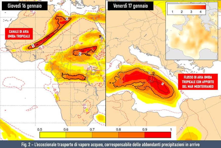 Il trasporto di vapore acqueo 16-17 gennaio 2025