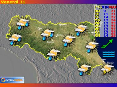 Previsioni del Tempo regione Emilia Romagna, giorno 0