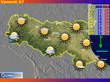 Previsioni del Tempo regione Emilia Romagna, giorno 7