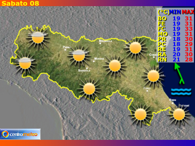 Previsioni del Tempo regione Emilia Romagna, giorno 8