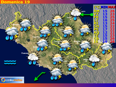 Previsioni del Tempo regione Lazio, Abruzzo e Molise, giorno 6