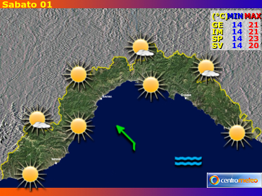 Previsioni del Tempo regione Liguria, giorno 0