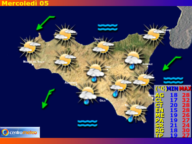 Previsioni del Tempo regione Sicilia, giorno 3