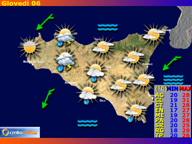 Previsioni del Tempo regione Sicilia, giorno 4