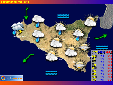 Previsioni del Tempo regione Sicilia, giorno 8